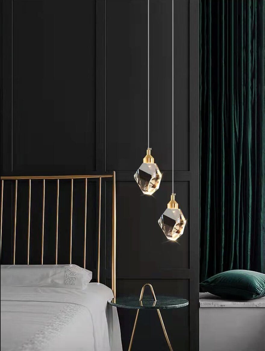 Oświetlenie sufitowe LED z kryształami, designerska lampa wisząca