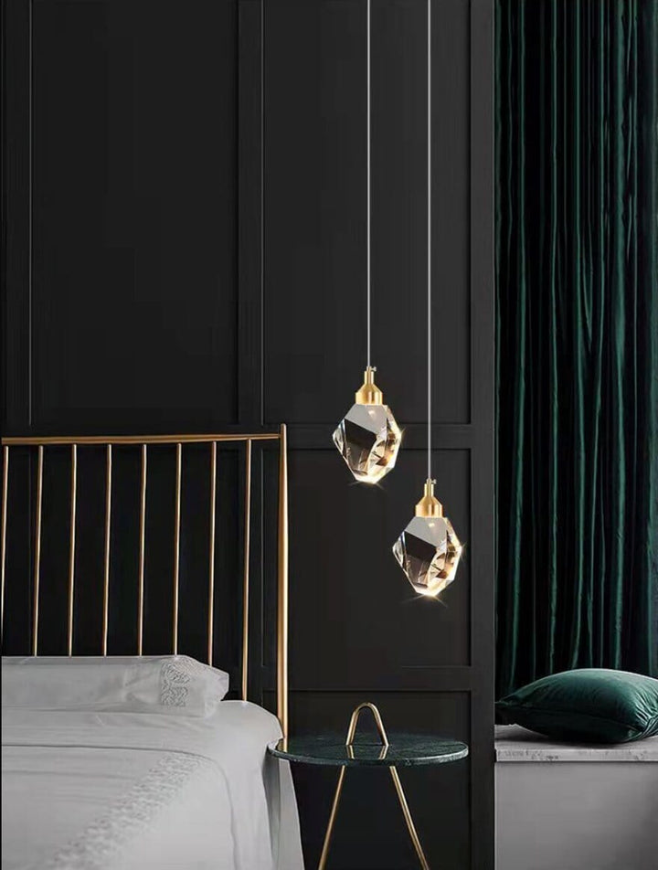 Oświetlenie sufitowe LED z kryształami, designerska lampa wisząca