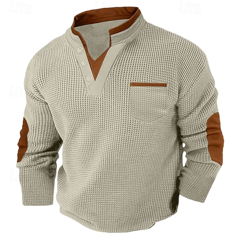 Codzienny sweter męski z ozdobnym zapięciem na guziki w stylu henley