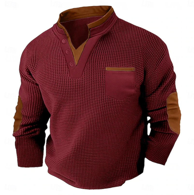 Stylowy sweter z długim rękawem i kieszonką w modnym męskim stylu