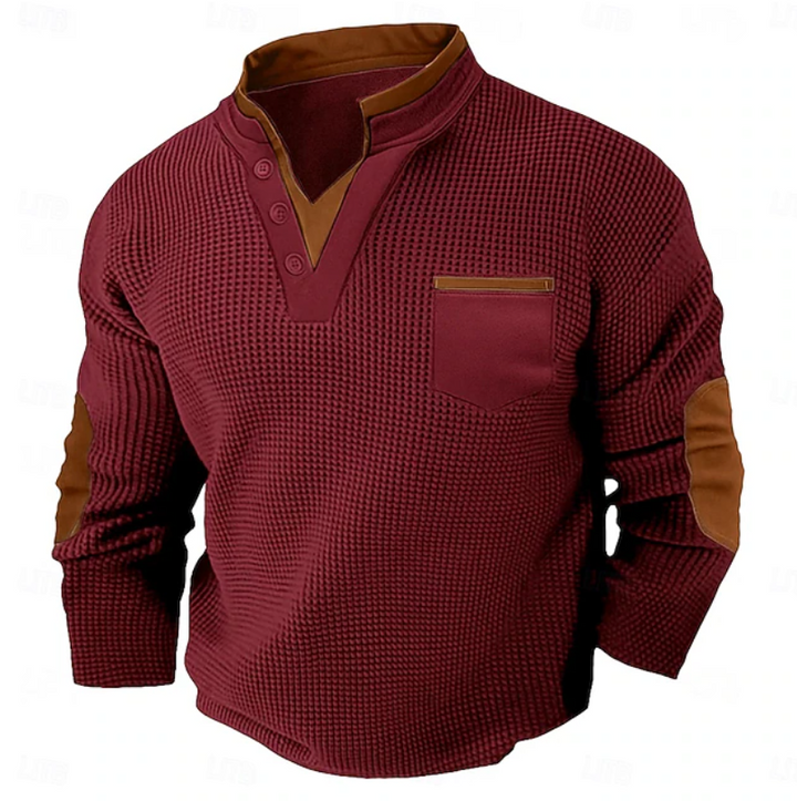 Stylowy sweter z długim rękawem i kieszonką w modnym męskim stylu