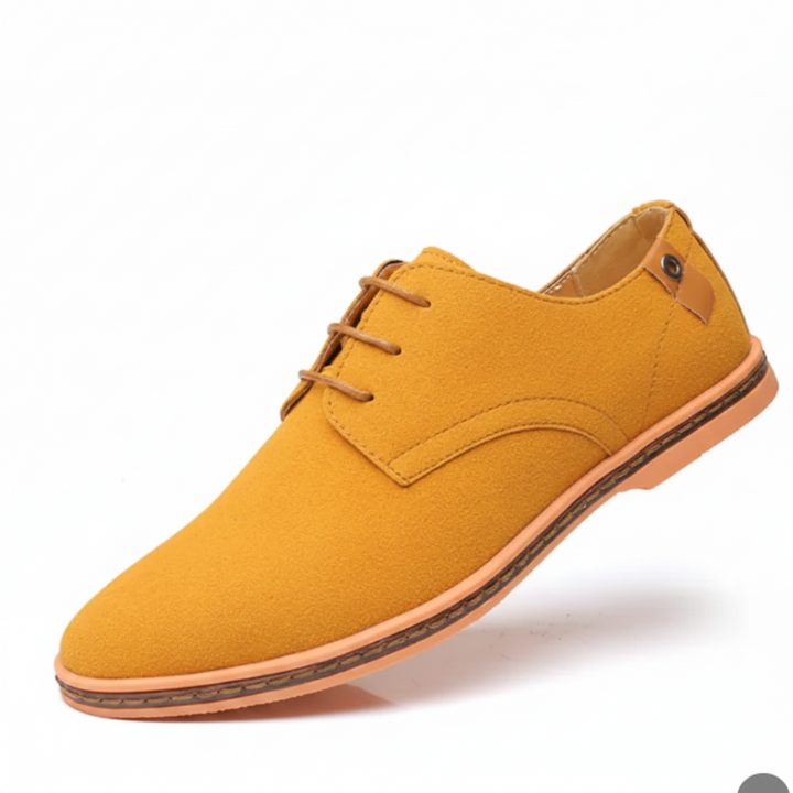 Skórzane męskie buty sznurowane o eleganckim kroju z boku