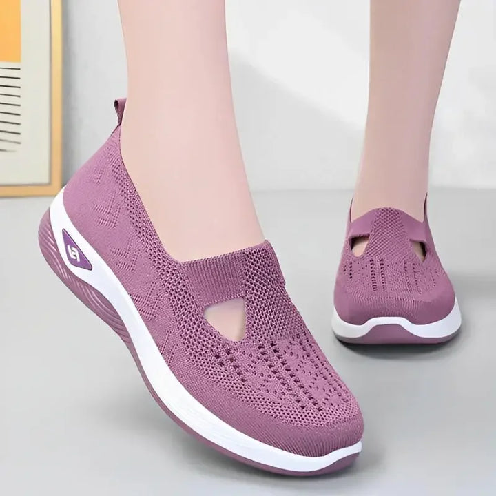 Damskie ciemnofioletowe ortopedyczne buty wsuwane