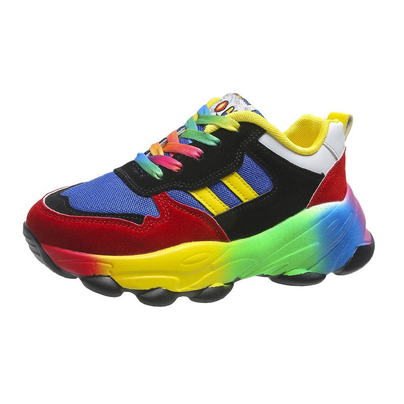 Wygodne sneakersy damskie o kolorowym designie, widok z profilu