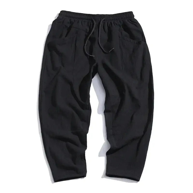 Wygodne męskie spodnie tapered cropped z lekkiego materiału w codziennym stylu casual