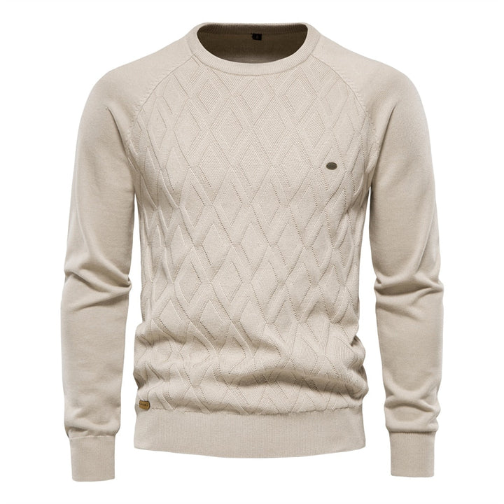 Męski elegancki sweter z długim rękawem w modny diamentowy wzór