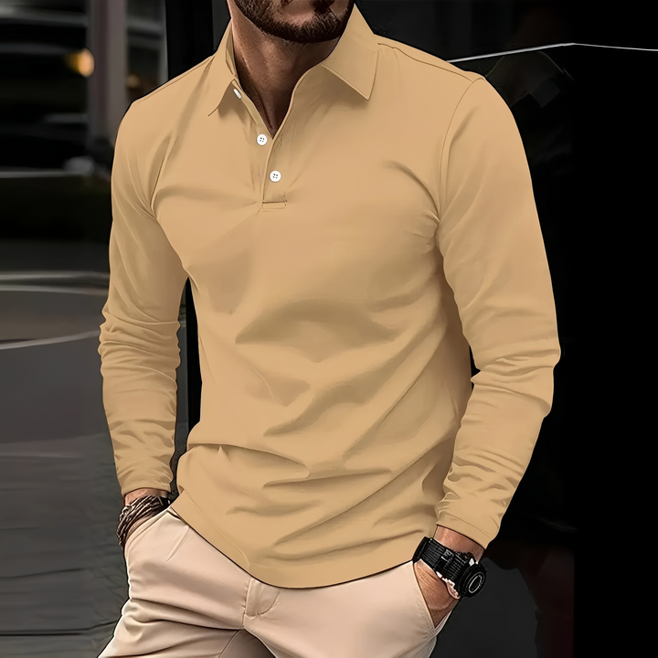 Eleganckie męskie polo z długim rękawem na co dzień, moda męska