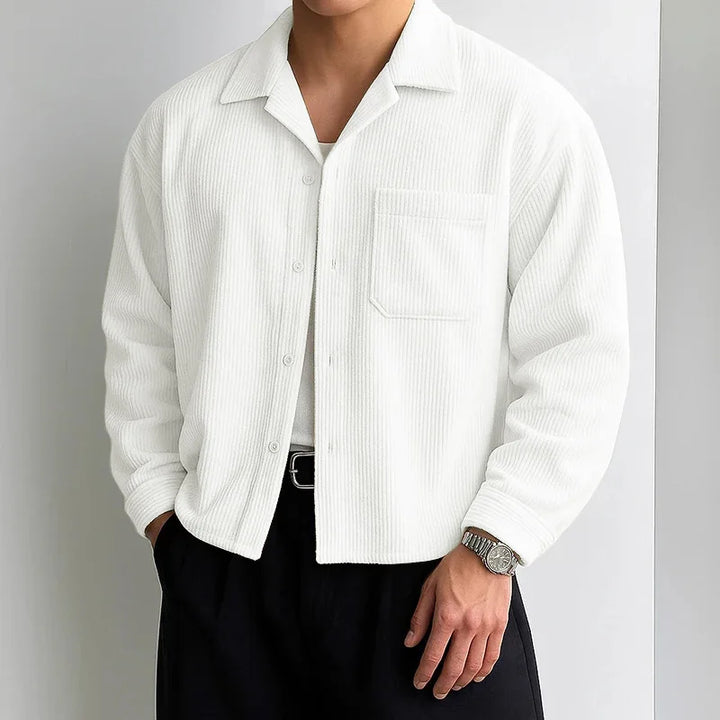 Męska koszula casual z długim rękawem i kołnierzykiem w modnym stylu smart casual