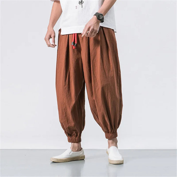 Luźne czarne spodnie haremowe męskie, modny streetwear w stylu ulicznym