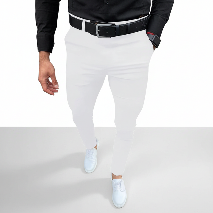 Moda męska - eleganckie spodnie slim fit Pascal, metka wewnętrzna