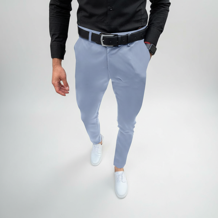Modne spodnie męskie wizytowe slim fit Pascal, zbliżenie na materiał