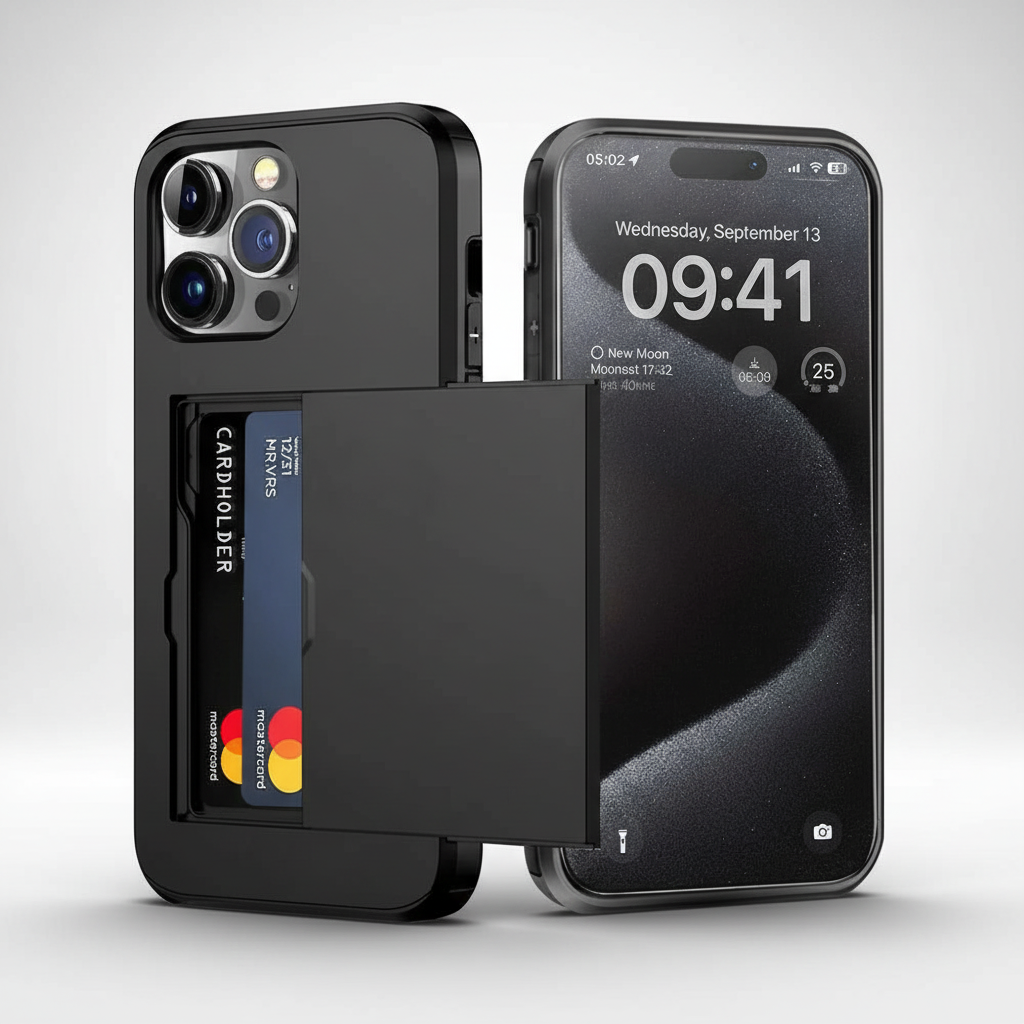 Etui na iPhone z kieszenią na karty widoczną od tyłu, pokrowiec tpu