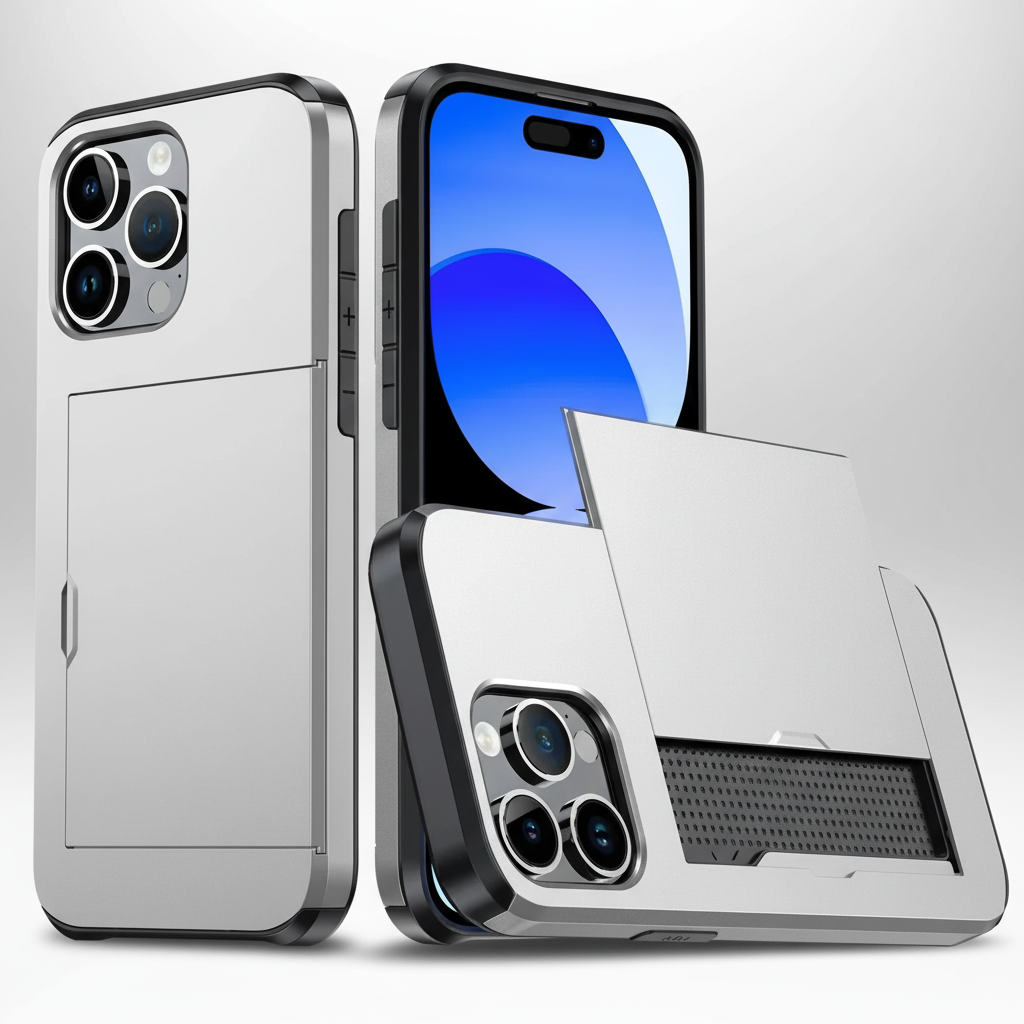 Odporne etui na telefon iPhone z wbudowanym schowkiem na karty płatnicze