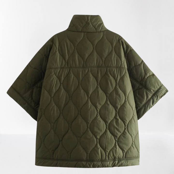 Damski płaszcz pikowany oversize w stylizacji casual z krótkim rękawem