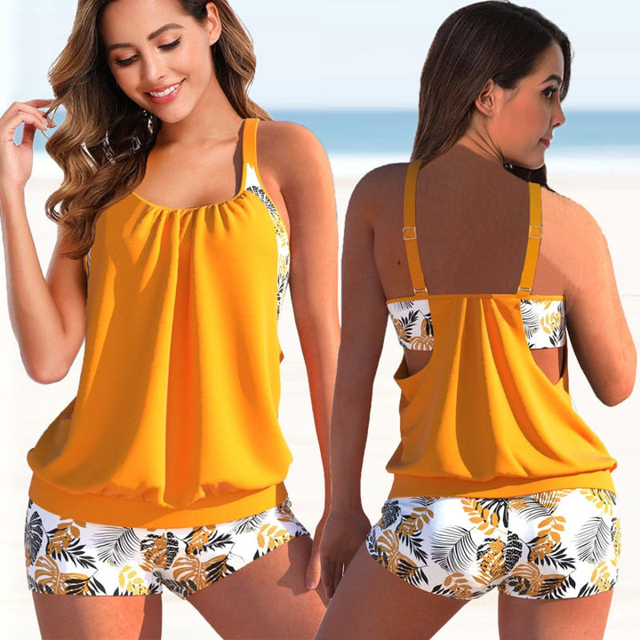 Stroje kąpielowe dwuczęściowe, wygodne tankini z szortami model Rachel