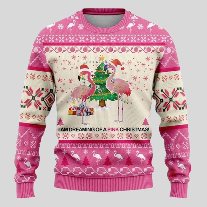 Męski sweter świąteczny z grafiką żaby w zimowym wzorze