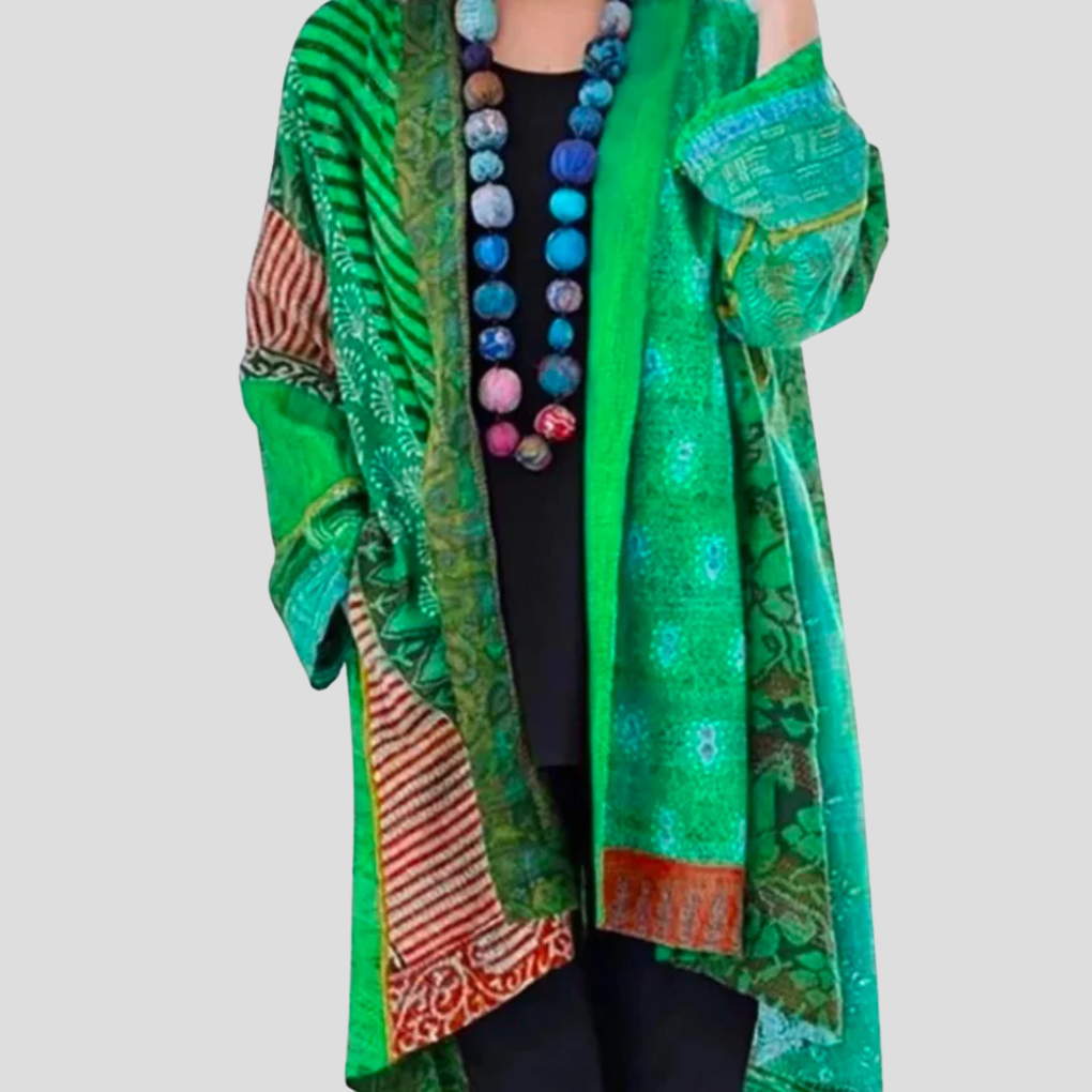 Elegancki kardigan damski z długim rękawem w stylu boho