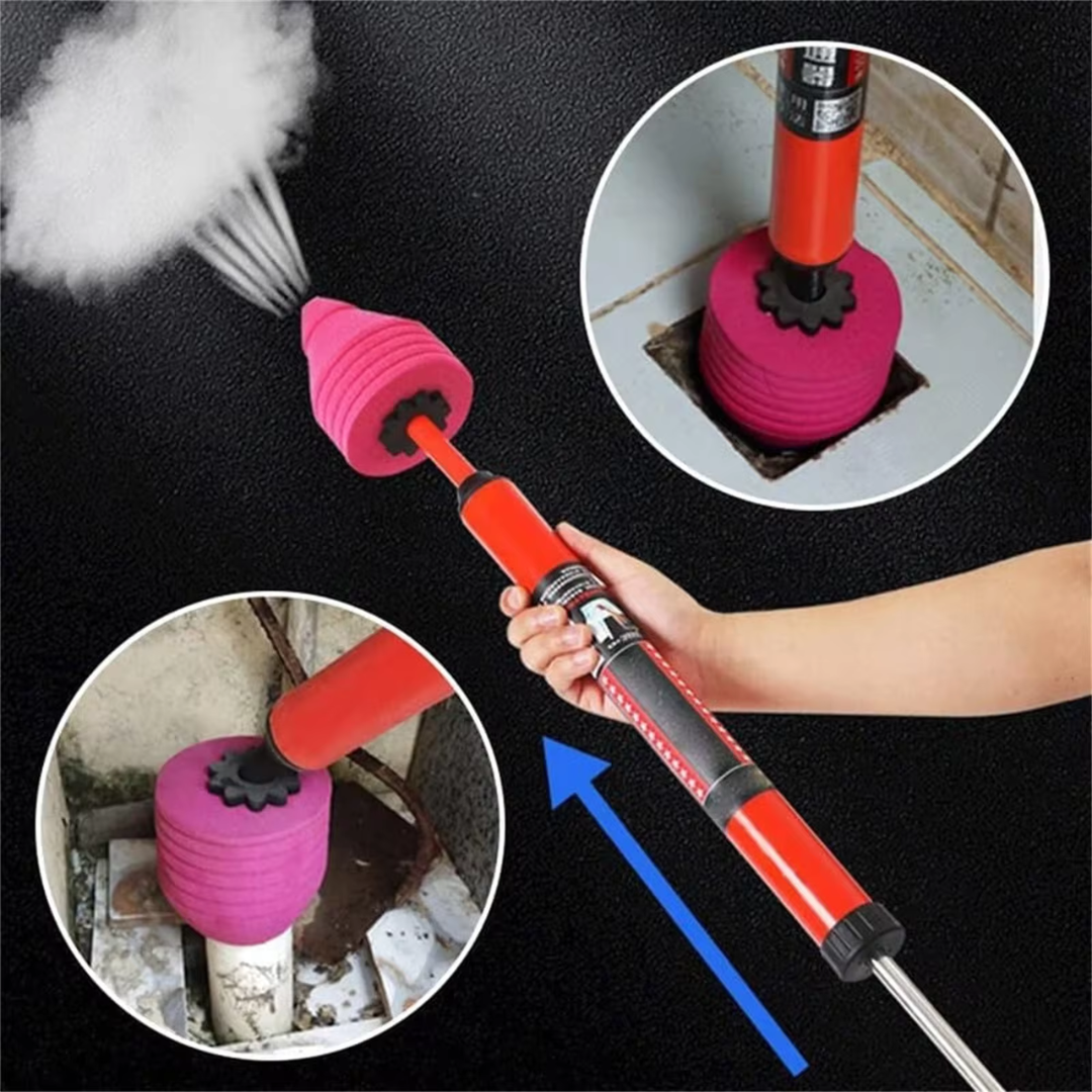Ergonomiczny uchwyt pneumatycznego czyszczacza do toalet i rur
