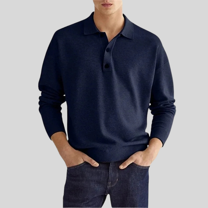Męskie polo z długim rękawem w stylu casual, wygodny krój