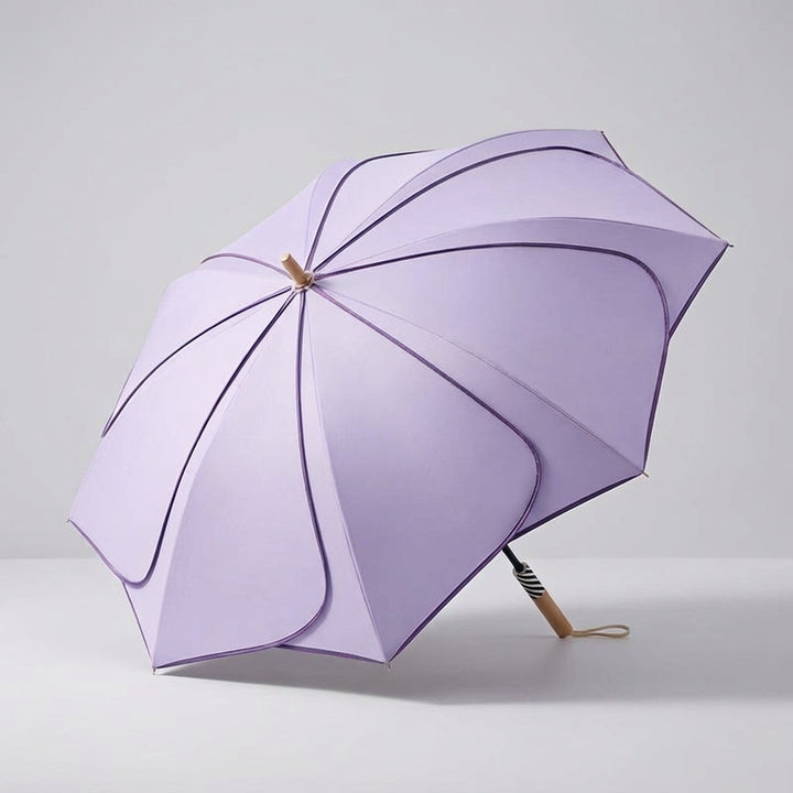 Elegancki parasol damski w kwiatowy wzór z drewnianą rączką