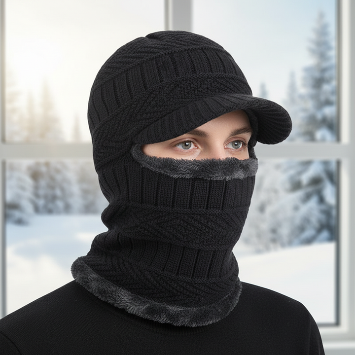 Zimowe nakrycie głowy unisex z osłoną twarzy do sportów zimowych