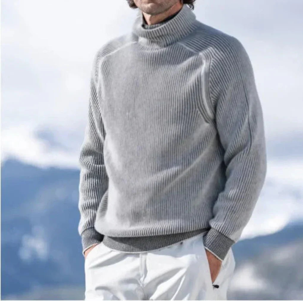 Męski elegancki sweter z golfem w klasycznym stylu - idealny modny sweter na zimę dla mężczyzn
