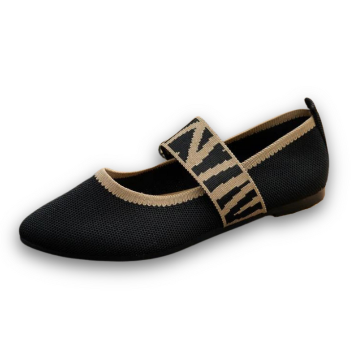Damskie czarne baleriny z paskiem, eleganckie buty damskie na wiosnę