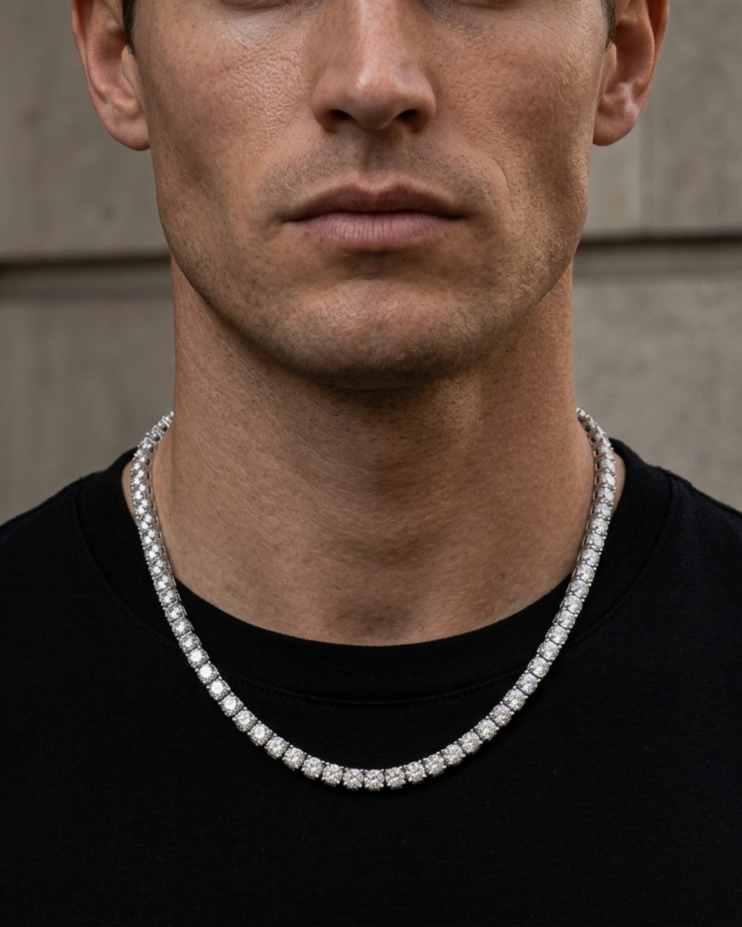 Prezentacja męskiego naszyjnika tennis chain 5 mm