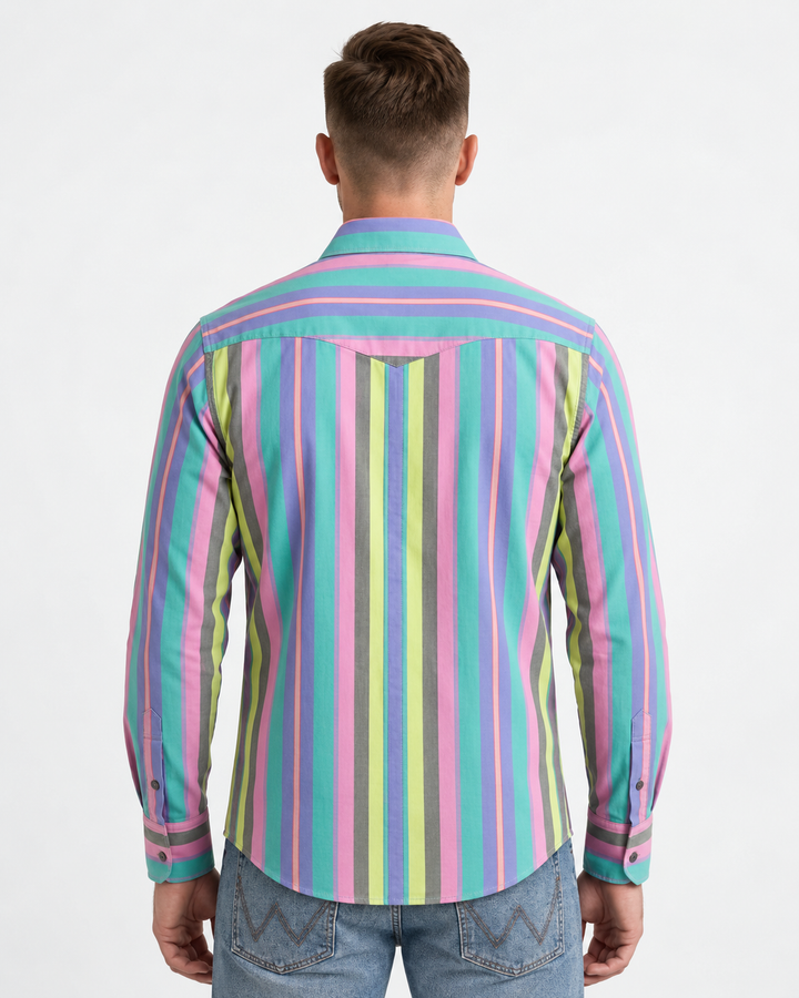 Elegancka koszula męska w paski z długim rękawem w stylu smart casual