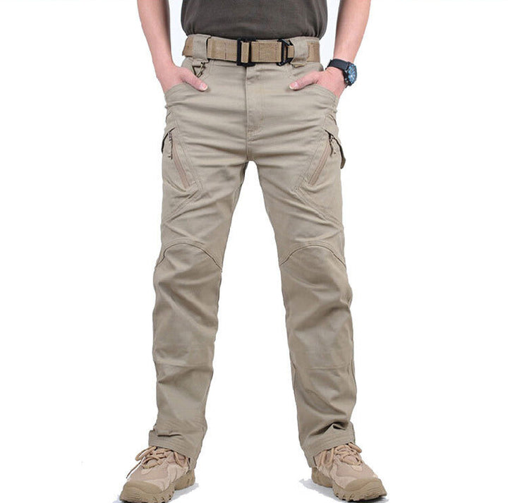 Taktyczne spodnie męskie Bruno w kolorze khaki z mocnego materiału