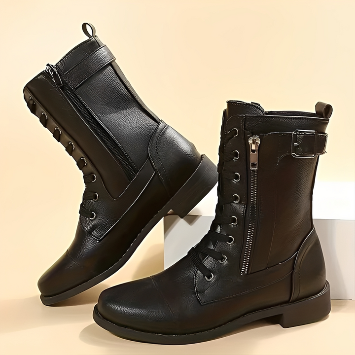 Szare stylowe buty damskie na zimę z zamkiem błyskawicznym