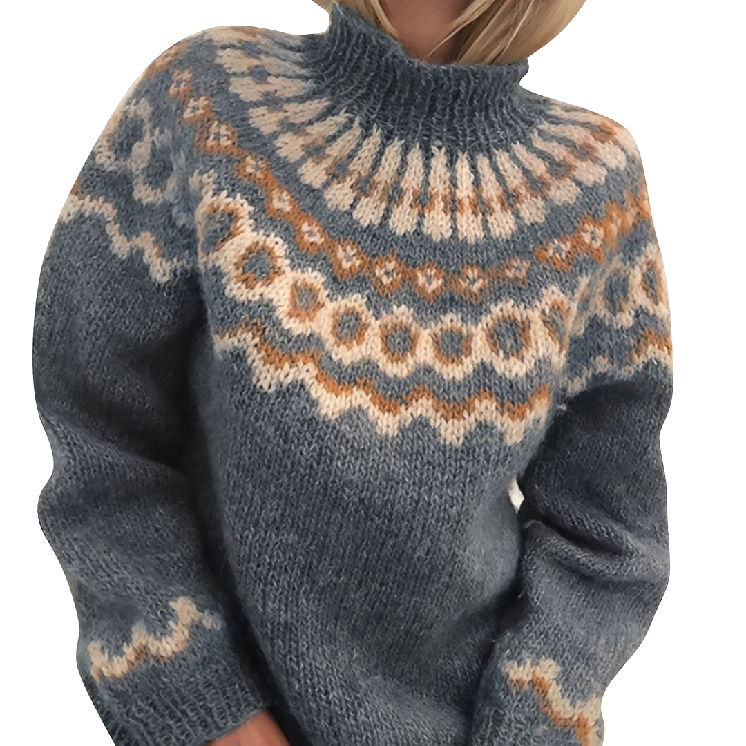 Elegancki damski sweter z ciepłym golfem w modnym kolorze na zimowe dni