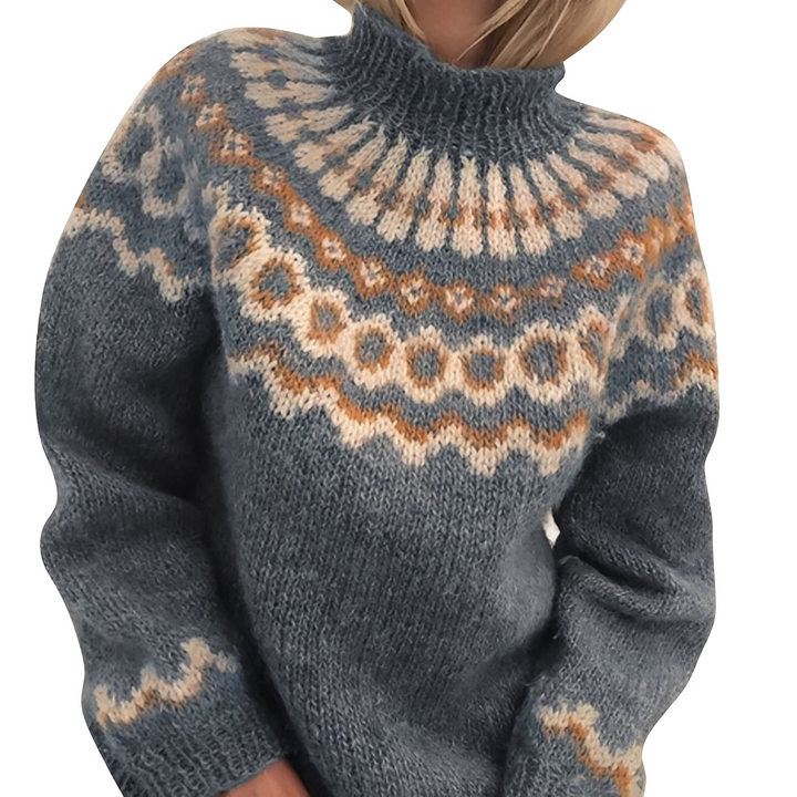 Elegancki damski sweter z ciepłym golfem w modnym kolorze na zimowe dni