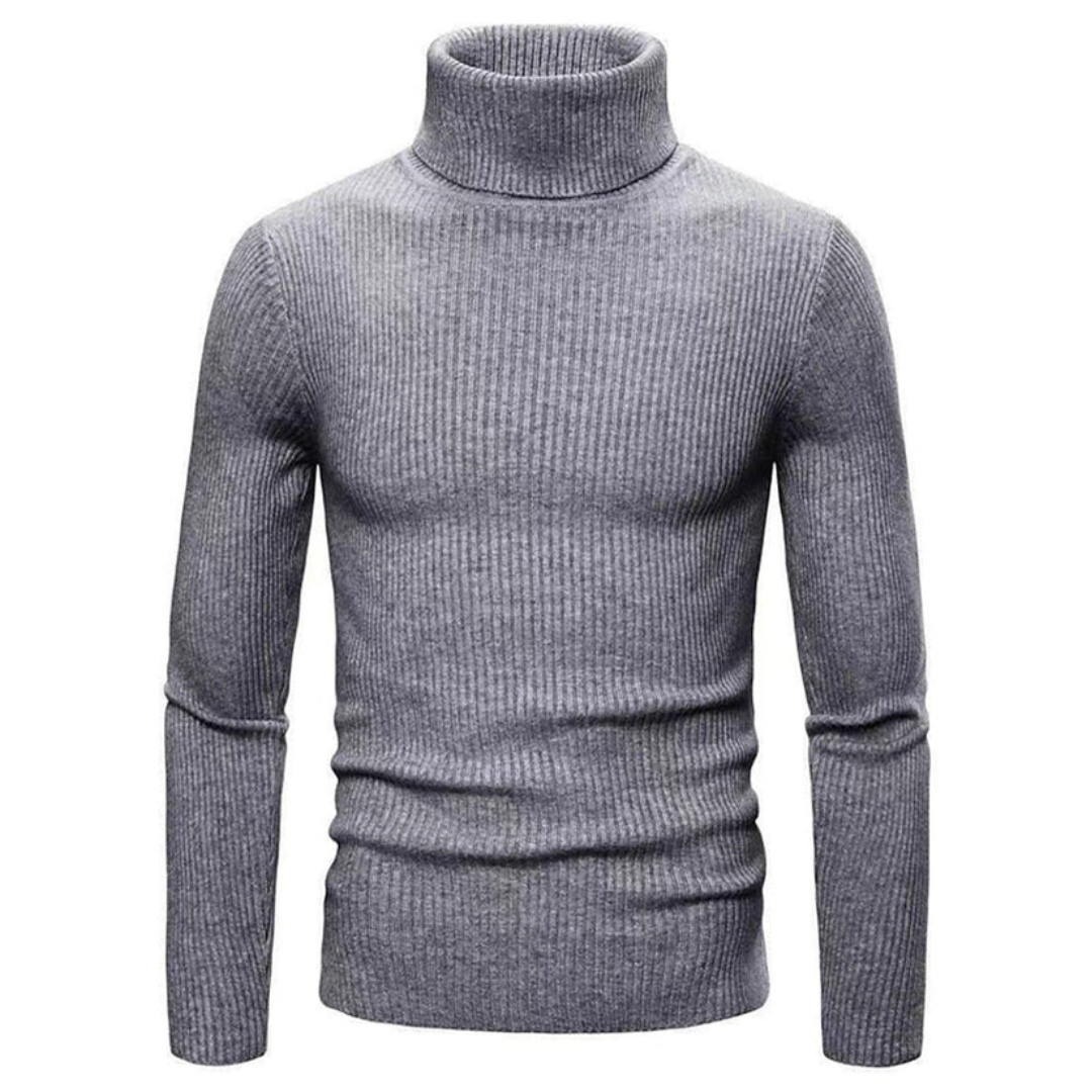 Elegancki męski sweter z golfem z grubej dzianiny, odzież męska