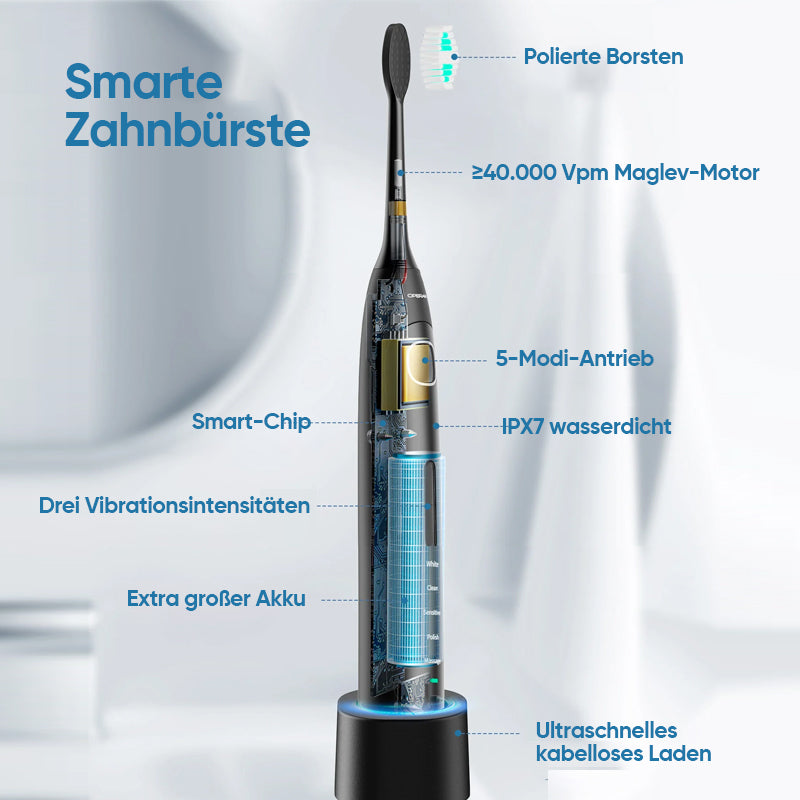 Elektryczna szczoteczka soniczna z 6 trybami: czyste zęby, zdrowe dziąsła, wybielanie i masaż. Podróżna.