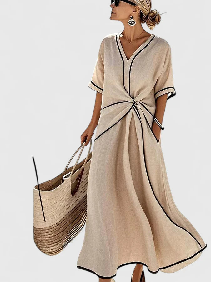 Elegancka sukienka maxi na lato prezentowana na sylwetce
