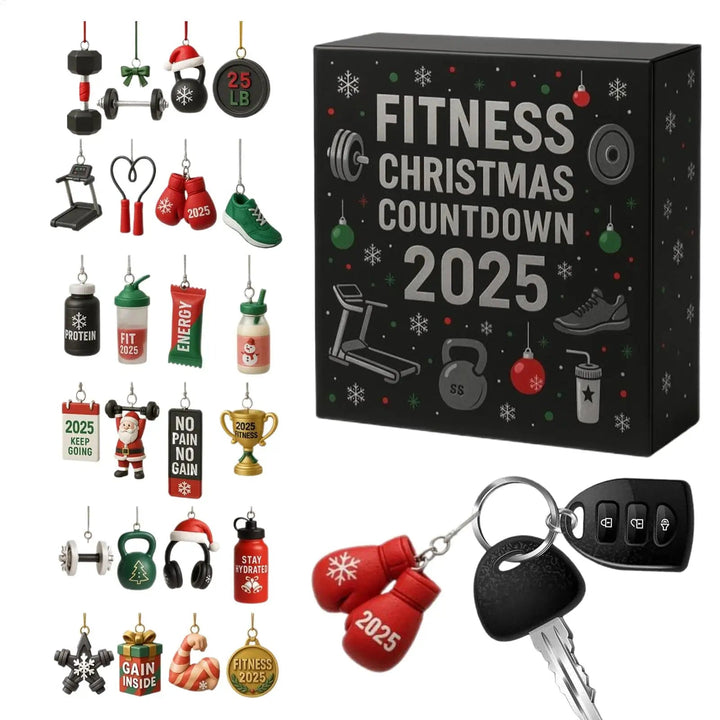 Elegancki akrylowy kalendarz adwentowy fitness, motywacyjna dekoracja świąteczna do odliczania.