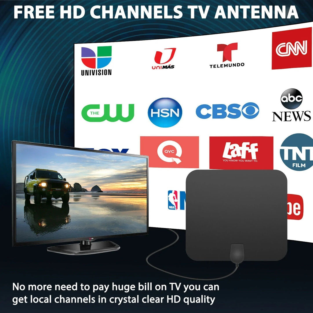 Zestaw: antena wewnętrzna HDTV 80 km ze wzmacniaczem sygnału do odbioru darmowych kanałów naziemnych 1080p.