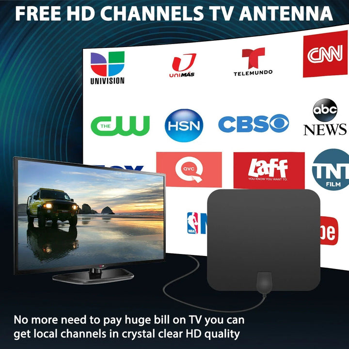 Zestaw: antena wewnętrzna HDTV 80 km ze wzmacniaczem sygnału do odbioru darmowych kanałów naziemnych 1080p.