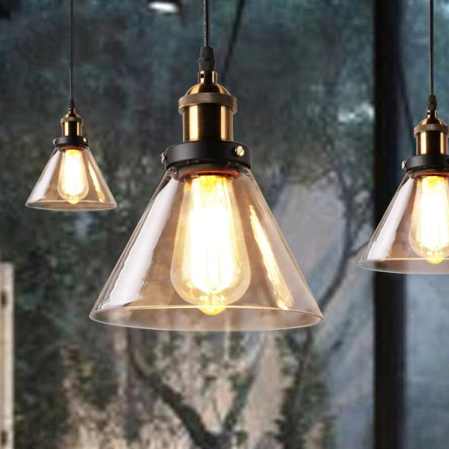 Lampa Art Déco designerska, wisząca, z efektywnym szklanym kloszem, vintage oświetlenie.