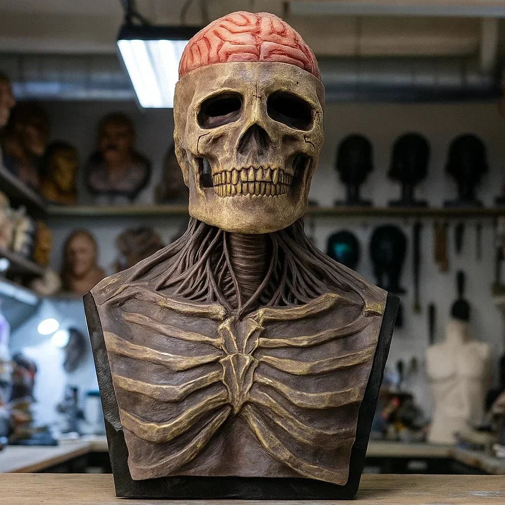 Realistyczna maska czaszki z nakryciem głowy do przebrania na Halloween