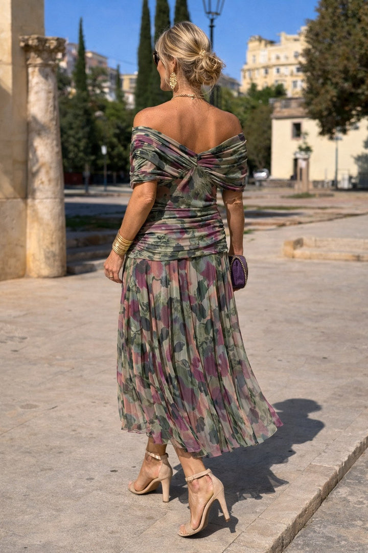 Elegancka sukienka damska maxi z efektownym rozcięciem na nodze