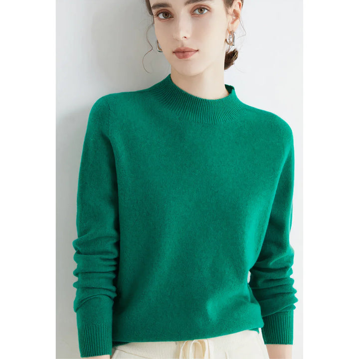 Zielony damski sweter z golfem Yelena