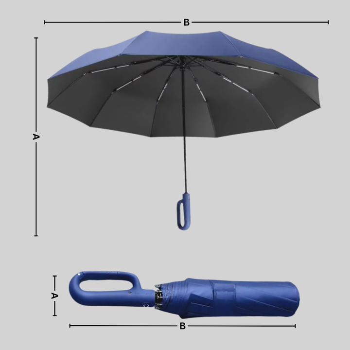 Automatyczny parasol przeciwdeszczowy otwarty gotowy na ulewę