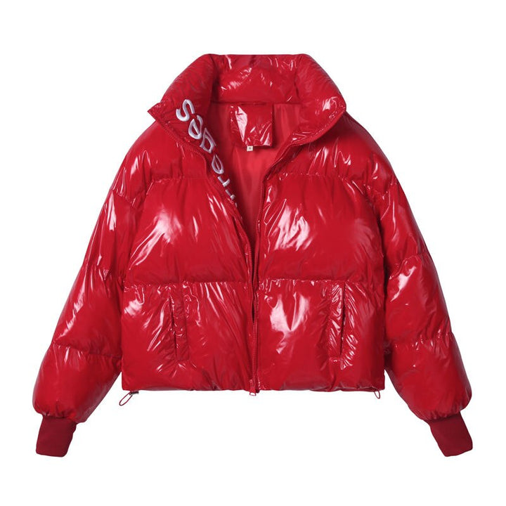 Błyszcząca damska kurtka zimowa oversize, pikowana, idealna na zimę. Modny streetwear, bardzo ciepła.