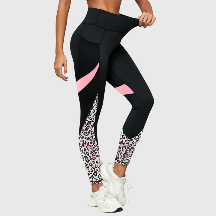 Wysokiej jakości odzież sportowa, damskie legginsy z kieszenią w panterkę