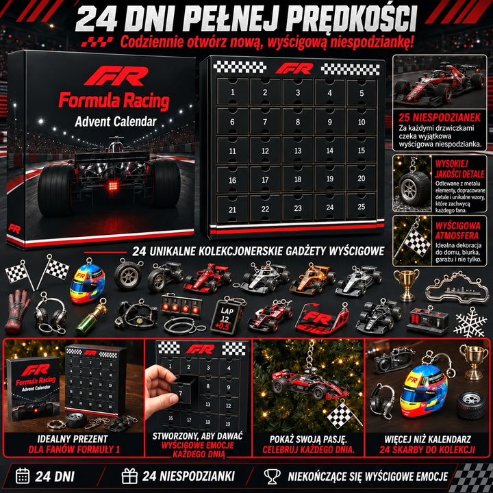 Kolekcjonerskie gadżety motorsport w świątecznym kalendarzu adwentowym dla fanów wyścigów