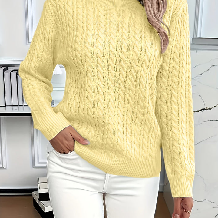 Stylowy sweter damski z splotem warkoczowym, przód produktu