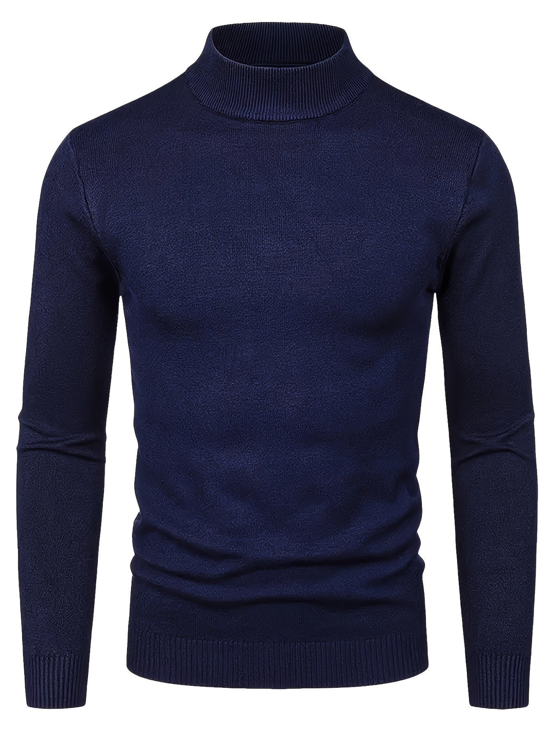 Ciepły sweter męski z golfem w modnym stylu casual, zbliżenie na splot