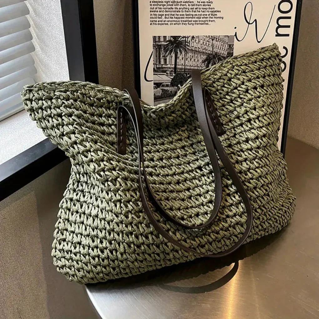 Elegancka shopperka damska z plecionego materiału na co dzień